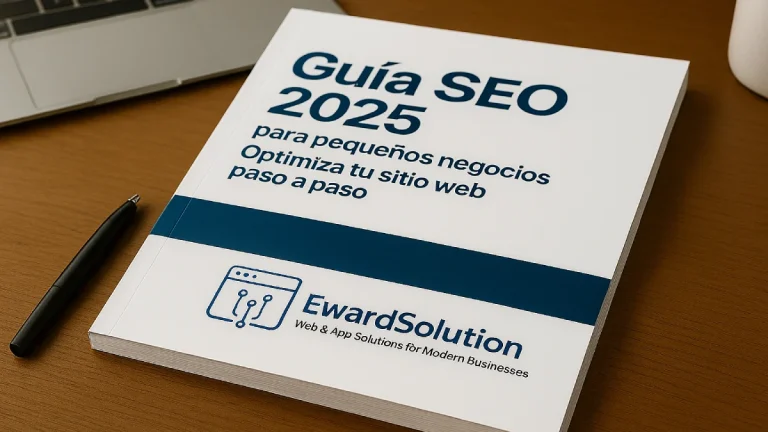 Guía impresa de estrategia SEO sobre escritorio profesional