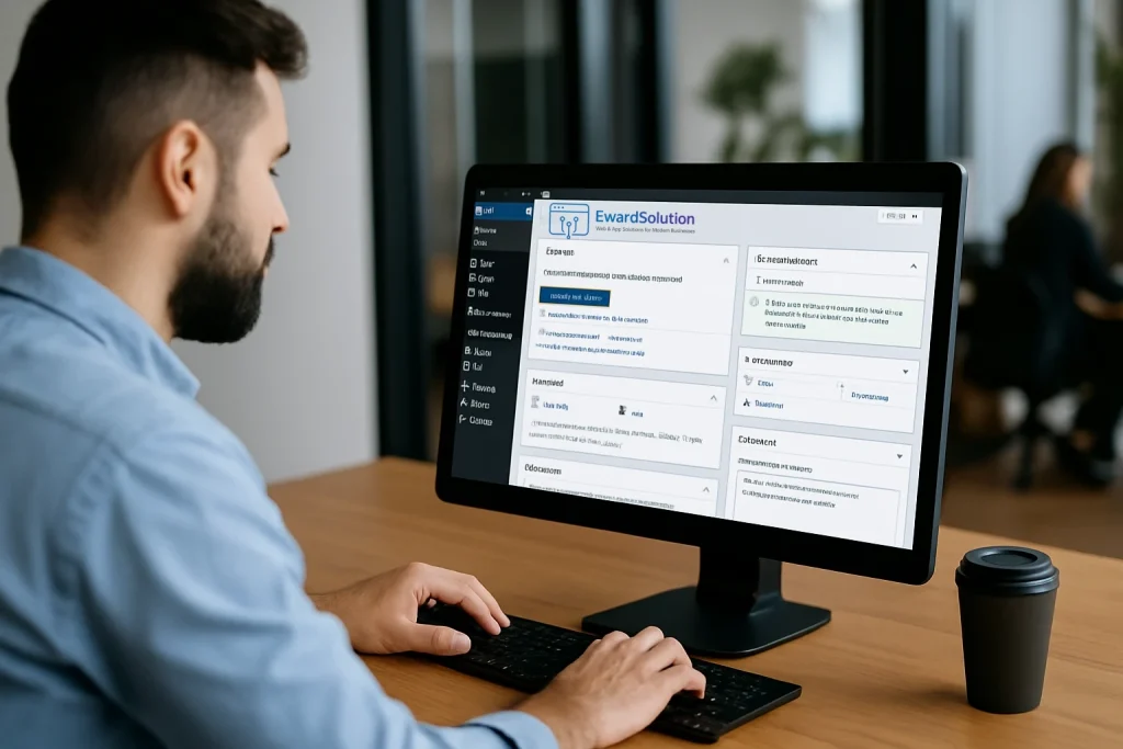 Profissional de suporte Gestão e Manutenção de Sites no Algarve em WordPress a partir de um escritório moderno. Ewardsolution