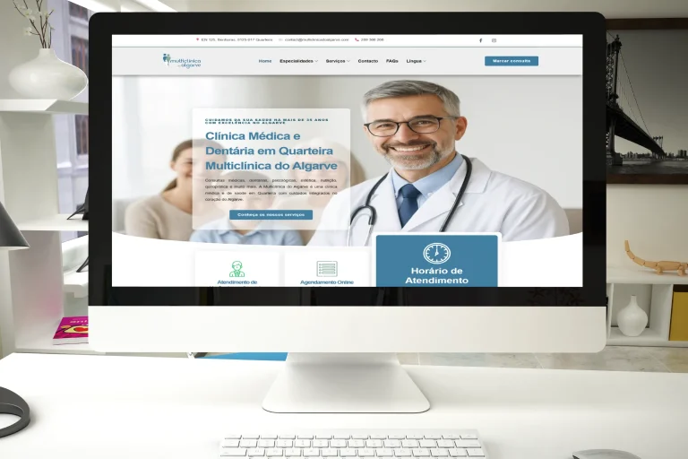 panatalla da home do Projeto Multiclínica do Algarve