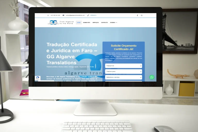 Projeto GGalgarve Translations desenvolvido pela EwardSolution com website bilíngue e formulário de orçamento integrado
