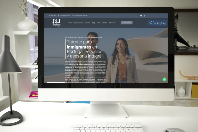 Projeto JJ Gestoria em Portugal com design profissional e otimização WordPress criada pela EwardSolution