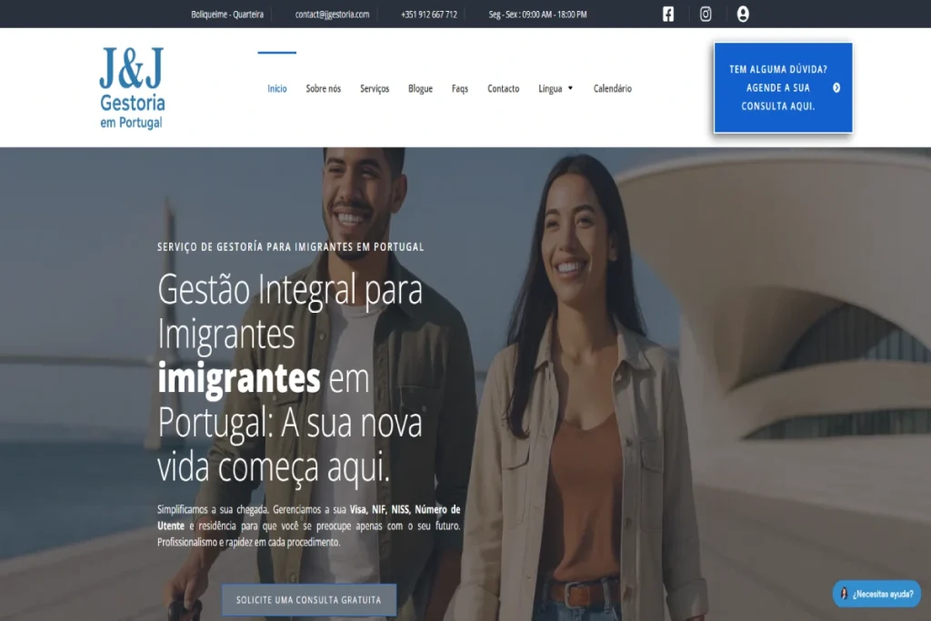 imagen do site web do projeto da jj gestiria pela ewardsolution