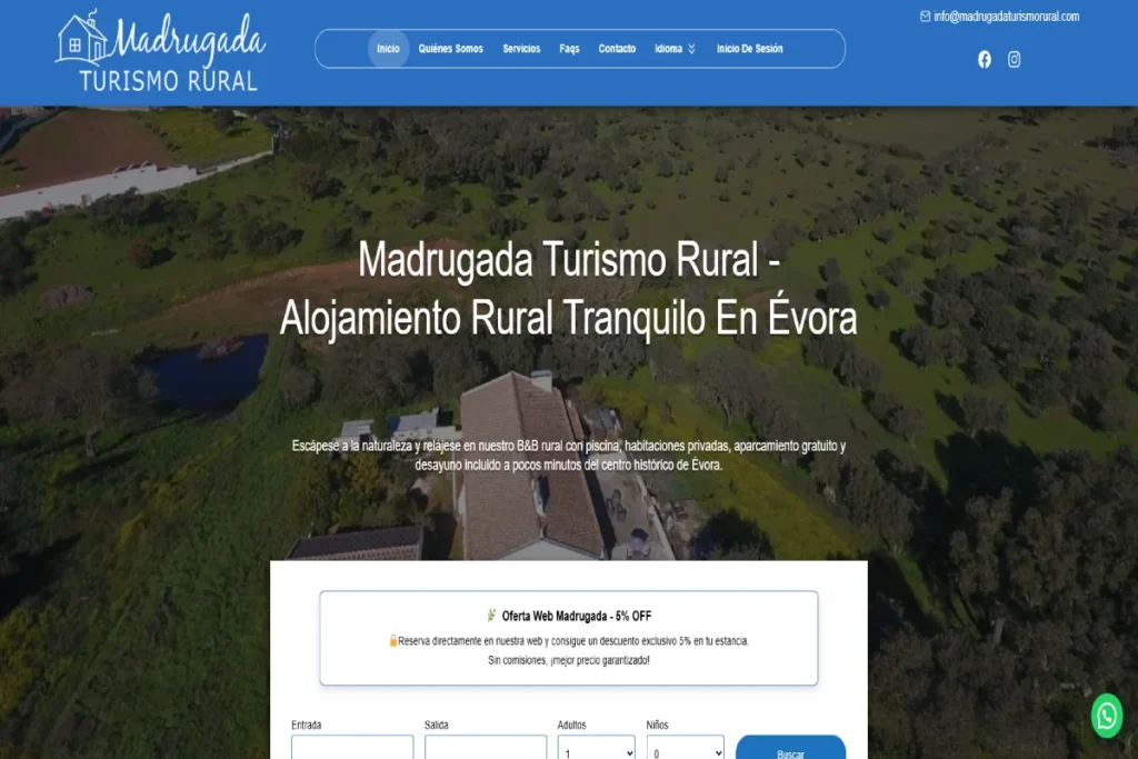 capture de la home de madrugada turismo rural para el portafolio de ewardsolution
