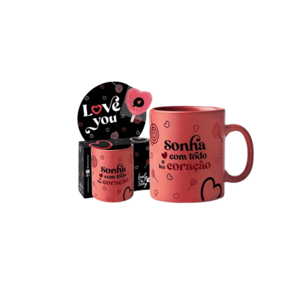 Caneca 330ml vermelha "Sonha com todo o teu coração" LOVELY STORY