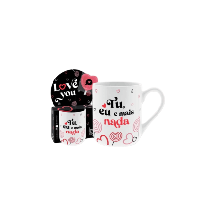 Caneca 330ml branca "tu e eu e mais nada" LOVELY STORY